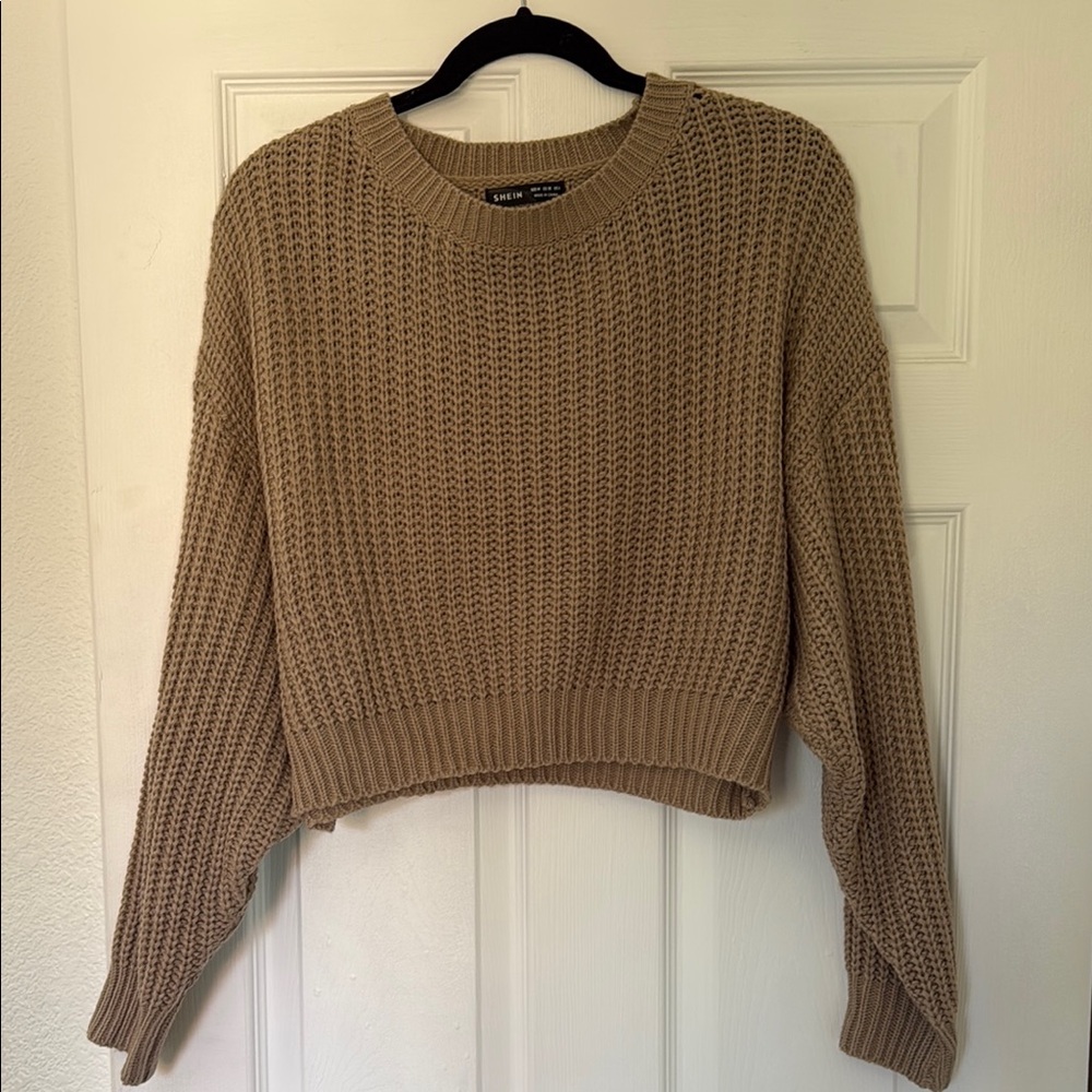 SHEIN Taupe Cropped Sweater — Size Medium